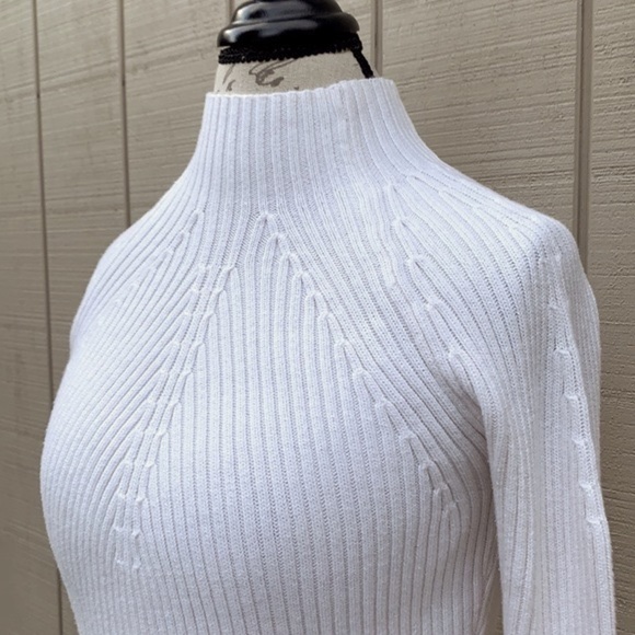 CREAM Ribbed Knit Mock Neck Cotton Sweater - Picture 7 of 9
